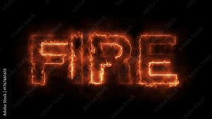 Fiery Word fire Burning Text Animation On Dark Background