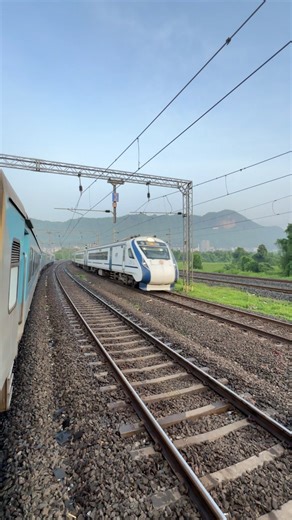 3.5K views · 74 reactions | 22229 Mumbai to Goa Vande Bharat Express Crossing Jan Shatabdi at Full Speed  #reels | 200Journeys | Facebook