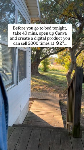 Danielle Hines | Build Online Income on Instagram: "Before you go to bed tonight… take 40 minutes. Open up Canva. Create something once. Sell it 2,000 times at $27. That’s $54,000 from ONE idea. I used to think you needed a huge following, a fancy funnel, or some genius-level idea to make money online. You don’t. You need a simple solution to a real problem… packaged in a way that’s easy to buy. If I had known how powerful simple digital products were in my early 30s, I would’ve started way soon