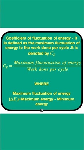 Coefficient of fluctuation of energy#shortsvideo#education#shortsfeed#physics#theory_of_machine#tech