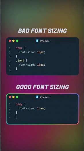 CSS Font Sizing: Pixels vs. Relative Units! 📏💻 Make your text responsive. #CSS #WebDev #Coding