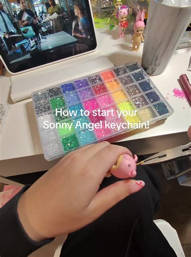 How to start your bedazzled Sonny Angel keychain! #keychain #sonny #sonnyangels #fyp
