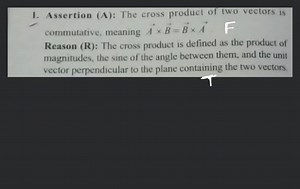 1. Assertion (A): The cross product of two vectors is commutati... | Filo