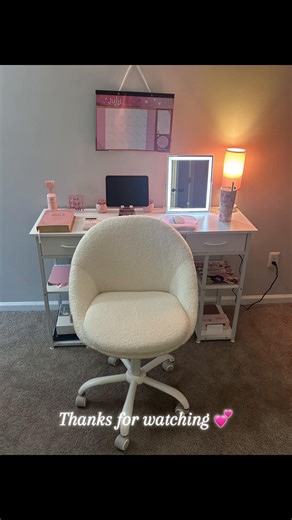 Creating my home office part 2: @Amazon Desk: Sweetcrispy Computer Gaming Desk with Fabric Drawers - 48 Inch Chair: VASAGLE Vanity Chair with Back Accessories are all from Amazon #amazonfinds #amazon #homeoffice #collegestudentlife #fyppppppppppppppppppppppp
