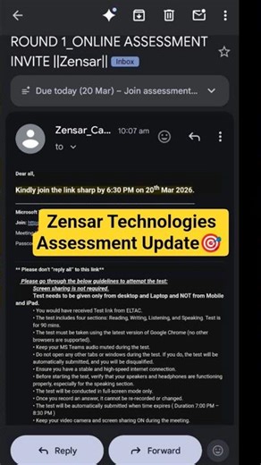 Zensar Technologies Assessment Update #itjobs #jobupdates