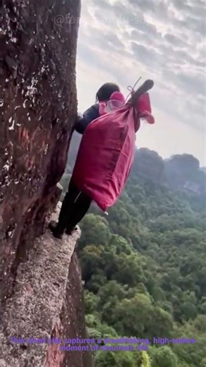 Walking on a Cliffside Carved Path: Perilous Mountain Passage