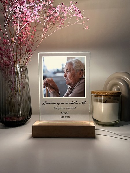 Custom Personalized Photo LED Wood Stand Room Night Light up Table Lamp in Loving Memory Condolence Remembrance Loss Sympathy Memorial Gift - Etsy