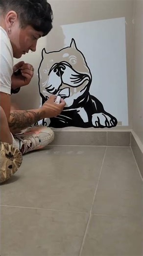 PITBULL ON WALL! 🎨🌟 #streetart #art #murallife #wallart #pitbull #pitbulldog
