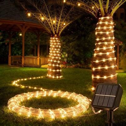 Solar Rope Lights, 33ft 100LED Solar String Lights, 8 Modes Waterproof Solar Powered Outdoor Light, Flexible Clear Tube Light For Garden, Backyard, Patio, Deck, Porch, Pool, Tree Decorative | SHEIN