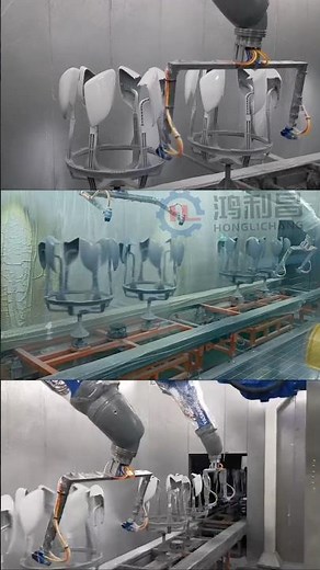 Fully Robotic Automatic Paint Spray Painting Line for Car Mirrors #automotive #paint #robot #pintura