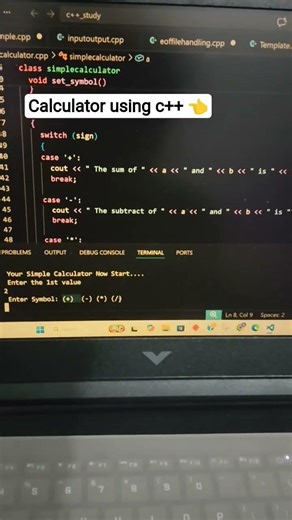 Easy Calculator Code using C++ #ytshorts #shorts #coding #codinglife #viral #tech