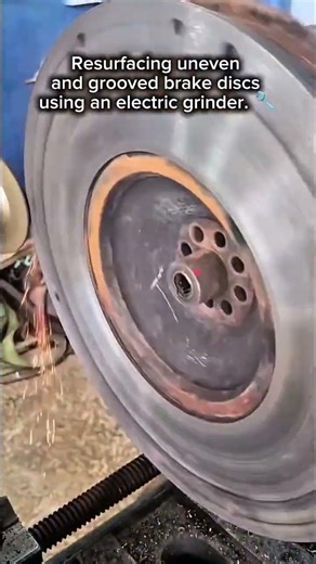 Resurfacing Brake Discs with Electric Grinder #BrakeMaintenance #CarRepairs #DIYAuto #CarCareTips