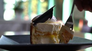 Mango and Passion Fruit Mousse Cake Close-up