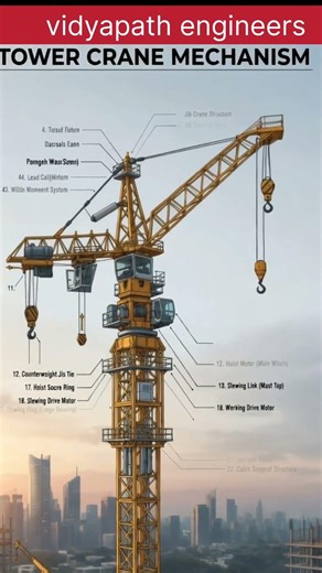 Construction Secrets: Tower Crane Mechanism #vidyapathengineers