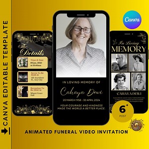 Animated Funeral Video Invitation | Celebration of Life Template (canva) - Etsy