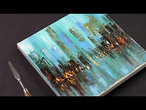 Abstract Cityscape Painting / Acrylic painting on Canvas Step by Step / Day #306