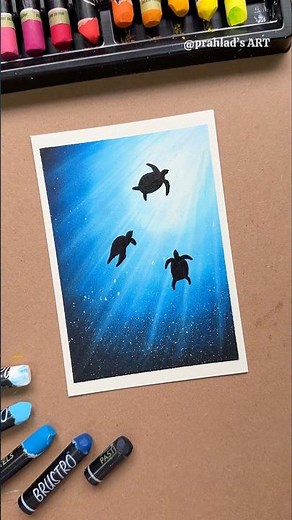 Underwater Turtle Painting with Oil Pastels 🐢✨ | Easy Ocean Art Tutorial