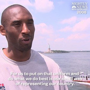 WATCH: Kobe Bryant talks to Lester Holt in 2008 before heading to Beijing to compete with Team USA in the Olympic Games, where they would go on to win the gold medal. "For us to put on that uniform, and go out there and do what we do best, is our small way of representing our country." | NBC Nightly News with Tom Llamas