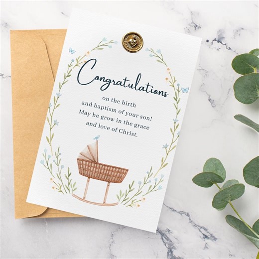 Catholic Baptism Card: Baby Boy Congratulations (printable PDF) - Etsy