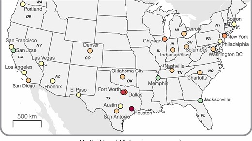 Big US cities sinking, including 1 in Ohio. This map shows where the problem is the worst