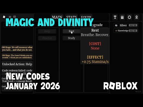Roblox Magic and Divinity New Codes January 2026