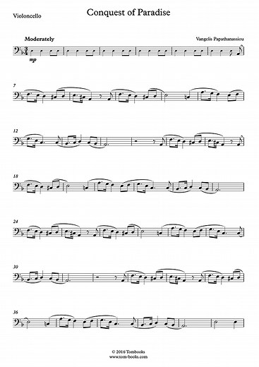1492: Conquest of Paradise - Folia (Vangelis) - Cello Sheet Music