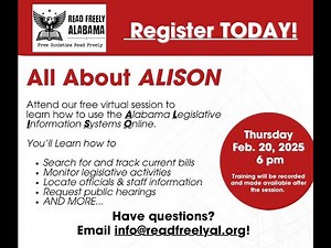All About ALISON - Training Session on Alabama Legislative Information System Online