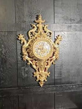 Large Antique French Gilt Bronze Cartel Clock