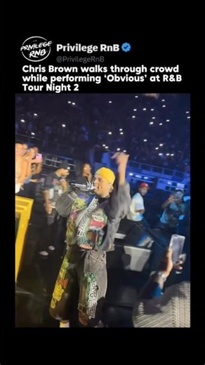 Chris Brown walks through crowd while performing ‘Obvious’ at R&B Tour Night 2