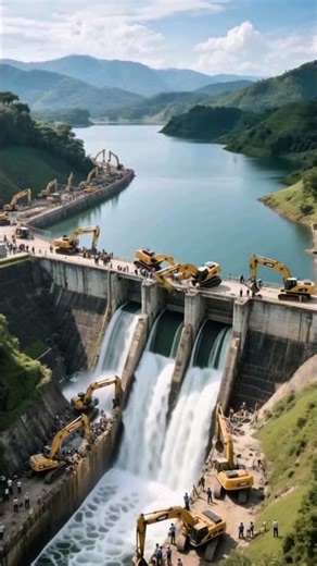 The Moment a Dam Bridge Collapsed – Water Barrier Breaks Dramatically #shorts #construction