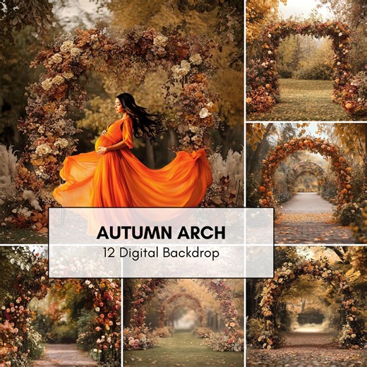 Autumn Floral Arch Backdrop, Fall Flower Arch Background, Rustic Wedding Arch, Boho Fall Floral Backdrop, Digital Download - Etsy