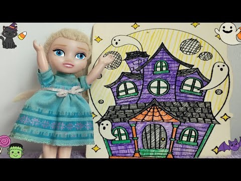 🎃 Elsia & Annia Halloween - Coloring a Haunted House!
