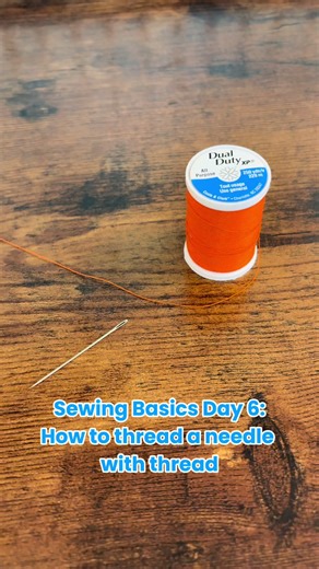 Sewing Basics Day 7: How to thread a needle using thread 🧵 I had multiple questions on this with my last video when I thread a needle with embroidery floss, so I wanted to show the difference with thread! Honestly getting the thread through the hole is the worst and hardest part 😂🥴 Stay tuned for more tutorials! #sewing #sewingisfun #sewingtips #sewingtutorial #etsyseller