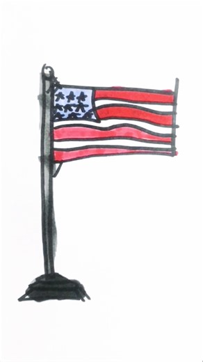 Drawing USA flag pole 🇺🇸 #drawing #art #flag #country #usa #unitedstatesofamerica #shorts #viral