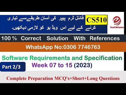 CS510 Final Term Preparation 2023 | Complete Preparation MCQ'S+Short+Long Questions | Week 10 to 12