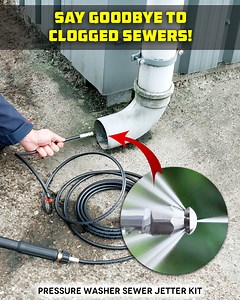 😮 Get rid of sewer blockages easier than ever with this Pressure Washer Sewer Jetter Kit! It provides effective cleaning performance that is perfect for quickly clearing out clogged drains, sewers and septic tanks. 🛒 https://carhomedepot.com/products/pressure-washer-sewer-jetter-kit | Car Home Depot