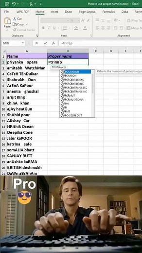 How to use proper name in excel 😱 #excel #office #spreadsheet