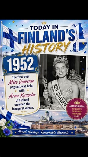 🇫🇮 Today in Finland’s History (1952)👑 🇫🇮✨#Finland #MissUniverse #History #CloocheyFoundation
