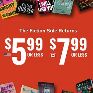 Roses are red, violets are blue, the Fiction Sale is back... You know what to do 😉 US: shop.bookoutlet.com/azh CA: shop.bookoutlet.ca/3xs *Fiction Sale: Offer valid on BookOutlet.com and BookOutlet.ca on adult and young adult fiction books. Discount already applied, prices as marked. Excludes boxed sets, select comics and graphic novels, audiobooks, Paper Mill Press, tween's and children's products, and Discount Aisle items (markdowns). Not valid on past purchases, tax, or shipping. No cash bac
