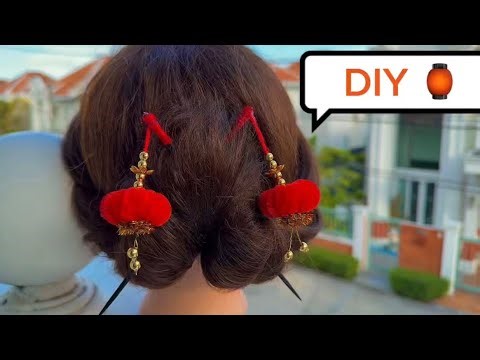 DIY Chinese 🏮-style hair clip made from fuzzy 🪭wire / Easy 5-minute tutorial