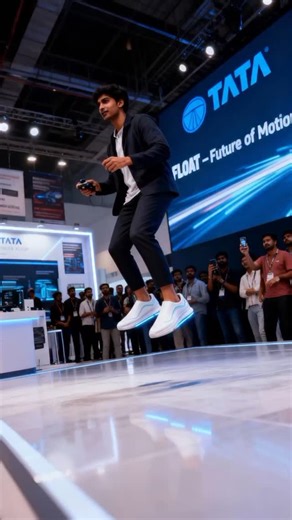 future frame on Instagram: "🚀 Unreal Innovation! TATA Unveils “Levitating Shoe” — The Future of Walking Is Here 👟🇮🇳 At a buzzing Indian Tech Expo, TATA left everyone speechless by revealing a pair of levitating sneakers that actually hover a few inches above the ground! 😳🔥 The presenter glided across the stage like it was science fiction come to life — proof that the future of motion is proudly #MadeInIndia 🇮🇳✨ Viewers are calling i