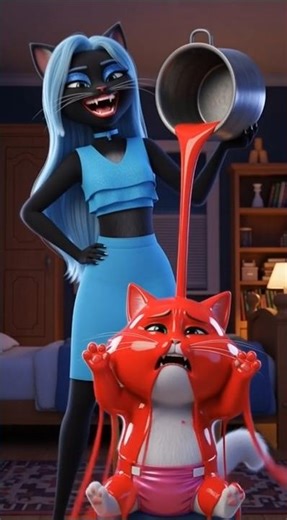 A 🐭😰black cat pouring liquid to cat and cat convert into mous 😡💯#ai #sad #shorts #viral