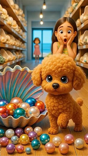 🐶 Puppy’s Treasure Hunt! From Beach to Home with Rainbow Pearls 🌈💎 #Cute #Dog #Funny #Cartoon