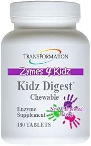 TRANSFORMATION THE GENESIS OF GOOD HEALTH Enzymes Kidz Digestive Enzyme Supplement Chewable, Promote Healthy & Complete Digestion & Elimination, 180 Tablets
