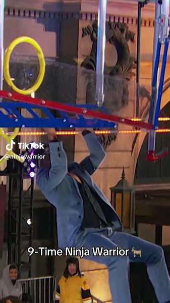 Doing the ninja course in a suit is a FLEX 🤪👏🏼 #ninjawarrior #AmericanNinjaWarrior #ANW #suit