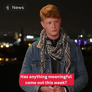 I'm leaving with some real hope", Justin Adams, Executive Director of the Tropical Rainforest Alliance, tells Fatima Manji following the first week of COP26. Climate activist Coll McCall disagrees, but says "120,000 people on the streets demanding system change" gives him hope. | Channel 4 News