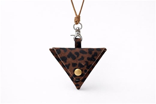 Leopard Print Triangle Pouch Necklace, Earbud Holder, Bag Charm, Sweater Chain Accessory - Etsy