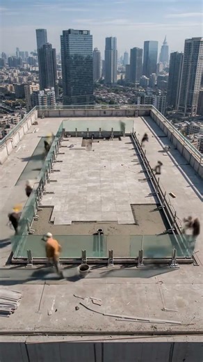 They Built a Rooftop Infinity Pool in Seconds 🏙️💦