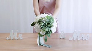ponatia Sage Grenn Wedding Bouquets for Bride Bridesmaid, White Wedding Artificial Roses Flowers for Wedding Bouquets Ceremony, Anniversary (Sage Green & White)