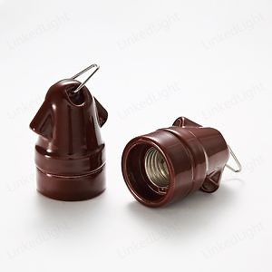 [Hot Item] Wine Red E27 Ceramic Lamp Bulb Holder Socket with Metal Hook